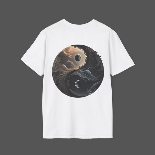 Yin Yang Graphic T-Shirt, Cosmic Tee, Women's Empowering Apparel, Softstyle Shirt, Celestial Fashion, Perfect Gift for Her